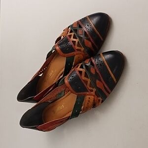 Truffles Multi-Colored Genuine Leather Slip-on Flat Shoe